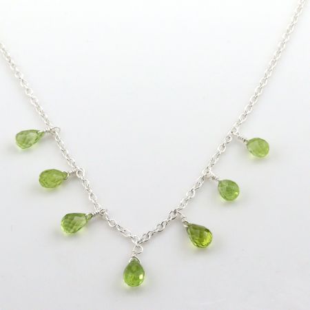 Peridot Drop gemstone necklace for women, 925 Sterling silver necklace